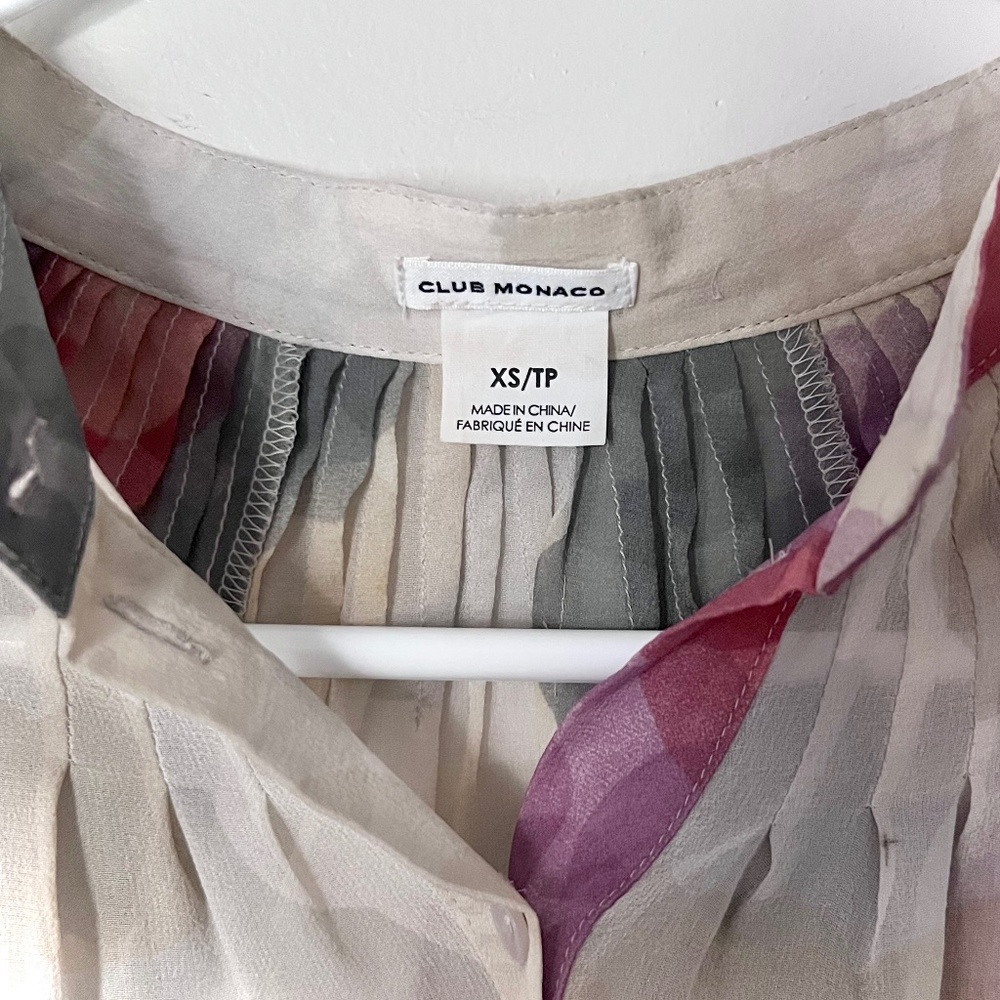Club Monaco Silk Button Up Blouse - Picture 8 of 10